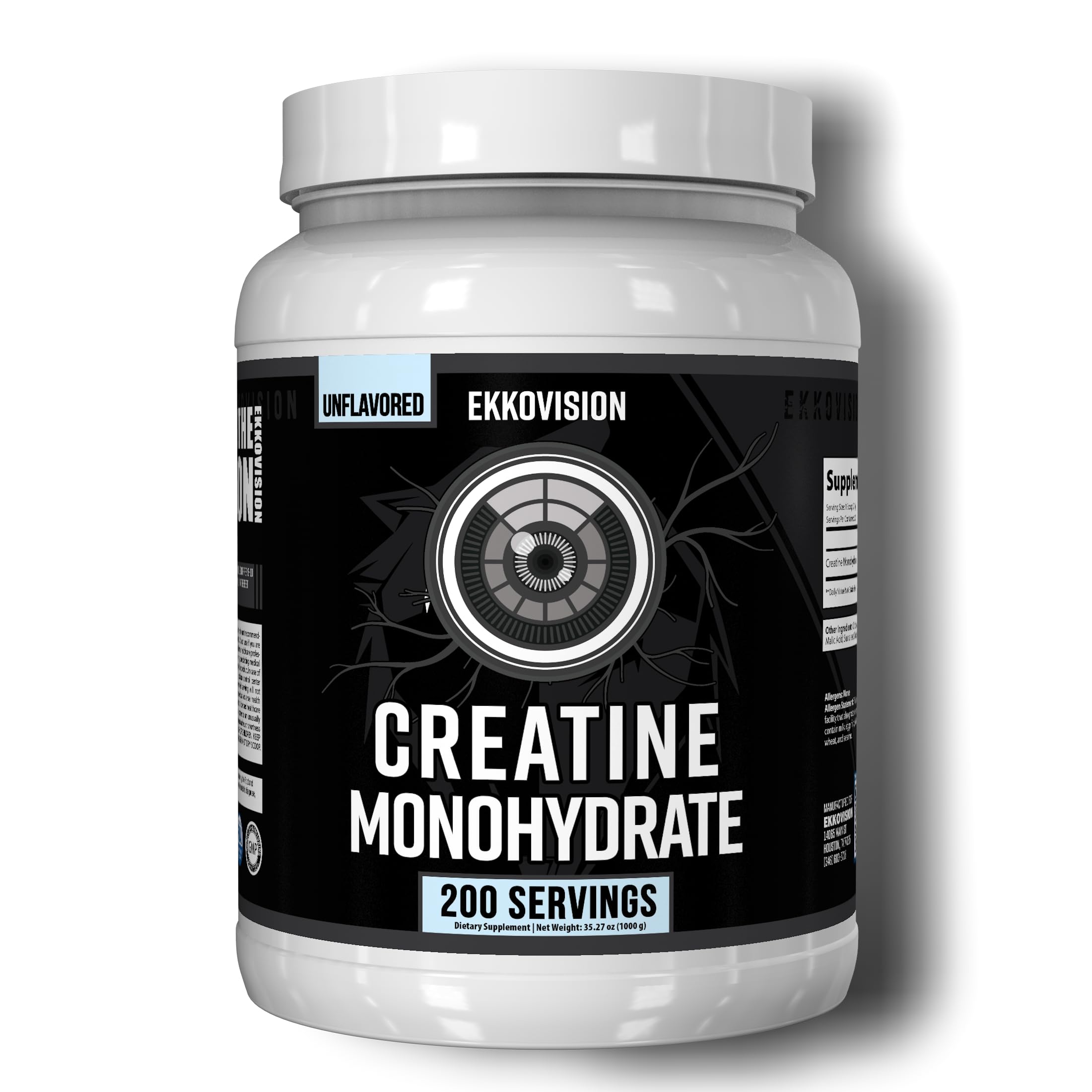 Ekkovision Creatine Micronized Powder bottle for smooth mixing and everyday energy support.