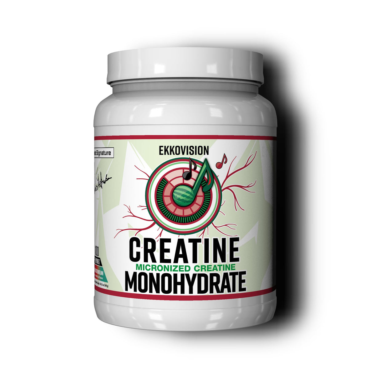 Ekkovision Creatine sour watermelon powder poured into a glass for quick energy support