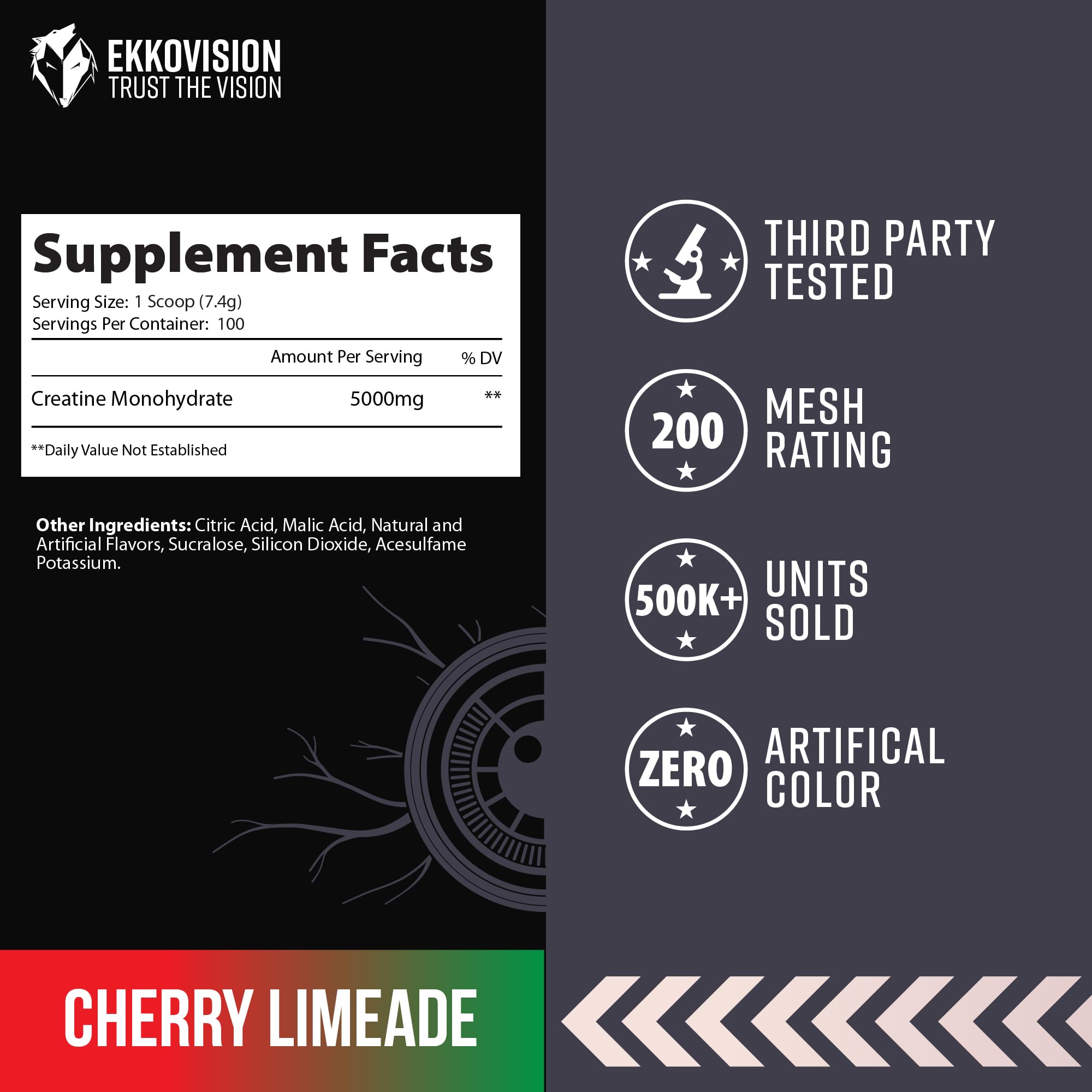 Ekkovision Cherry Limeade powder poured into glass for pre-workout refreshment.