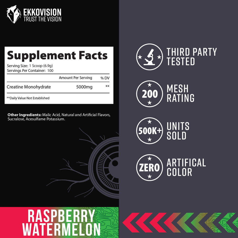 Shaker bottle with Ekkovision Creatine Monohydrate ready to fuel training