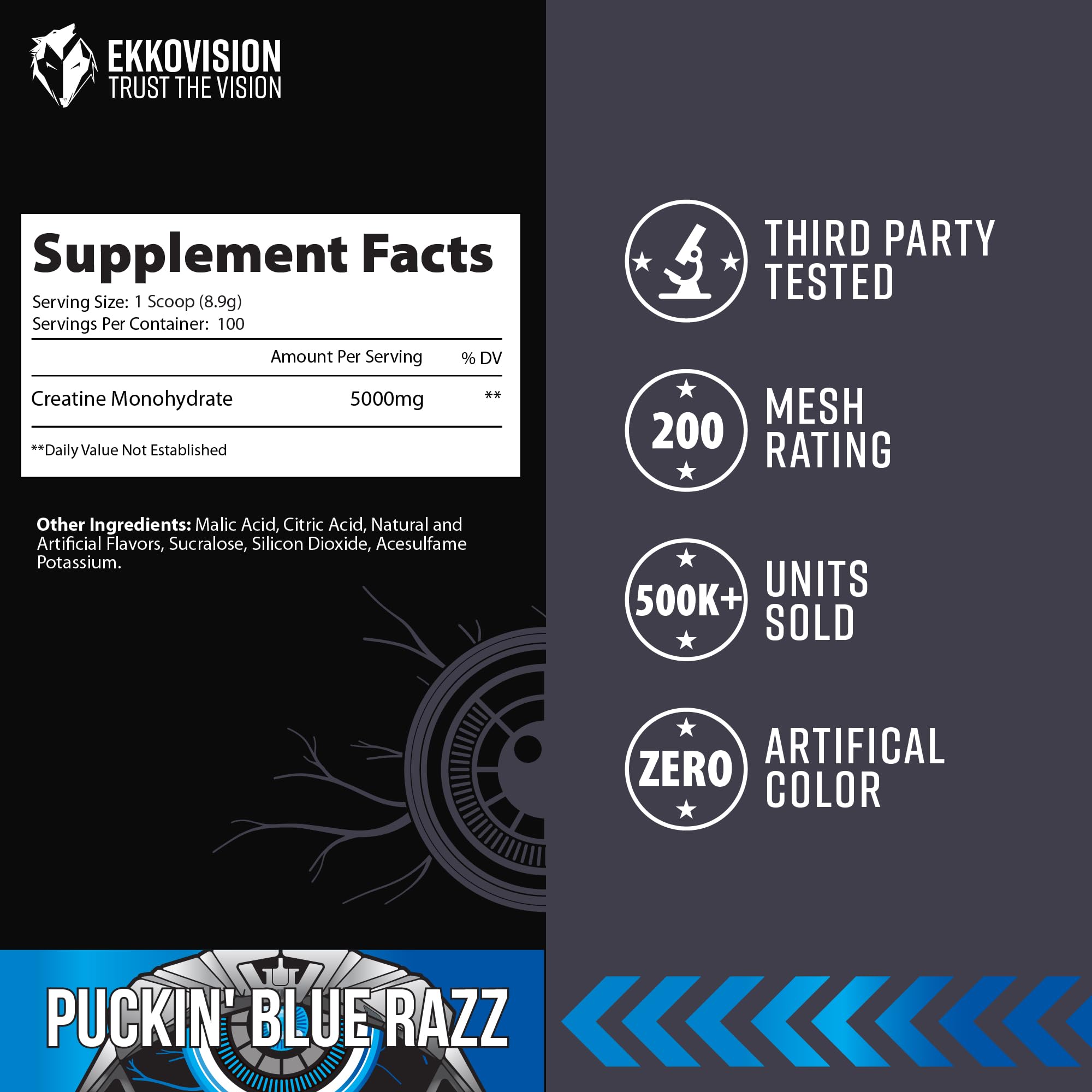 Ekkovision creatine powder blending into a shake for easy consumption