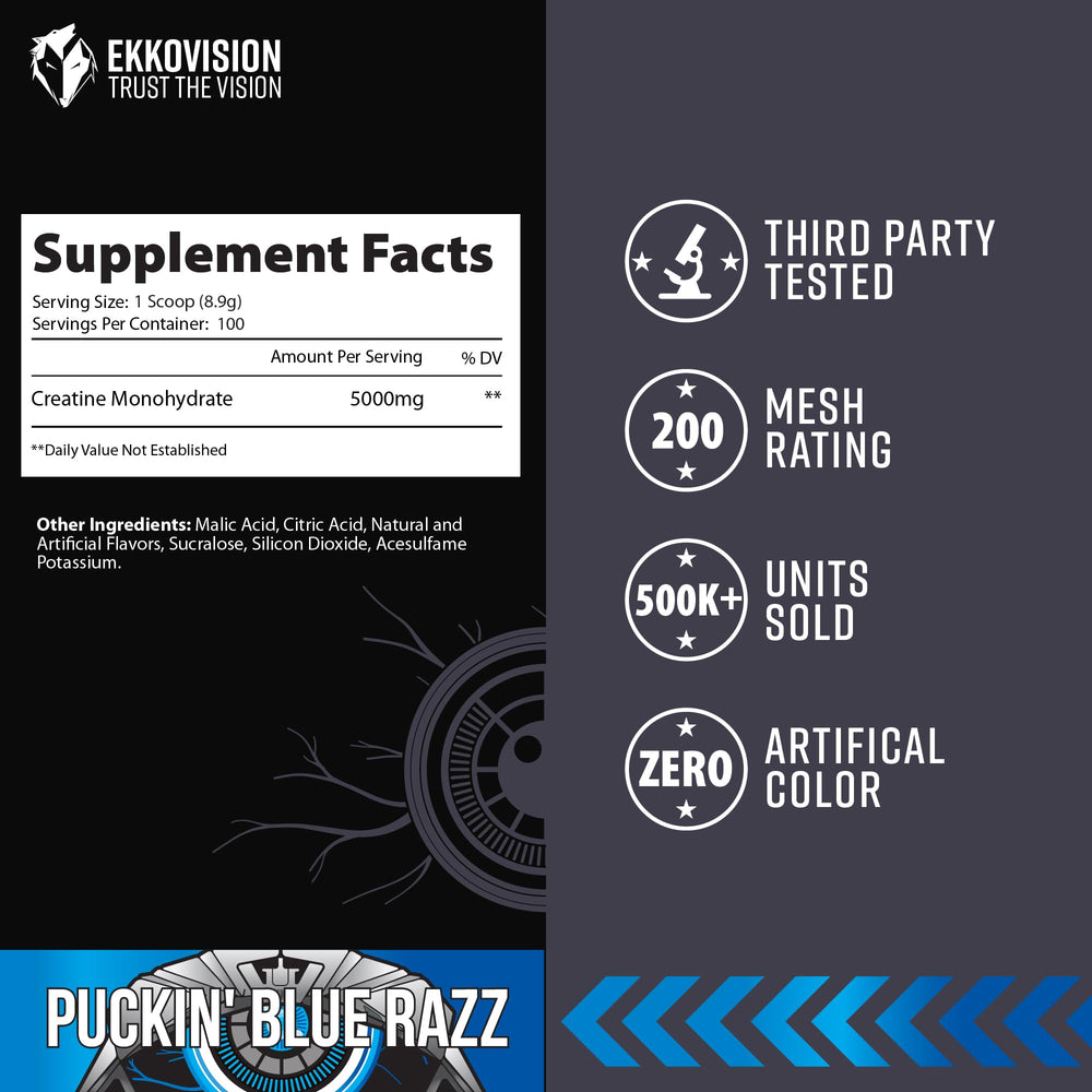 Ekkovision creatine powder blending into a shake for easy consumption