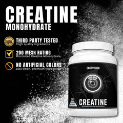 Ekkovision Unflavored Creatine powder in glass demonstrates versatile mixing without altering taste.