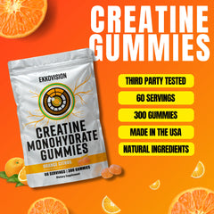 Close-up of orange citrus flavored Ekkovision gummies with vibrant fruity look