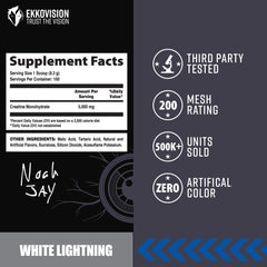 White Lightning flavor in a glass for an energizing pre-workout feel.