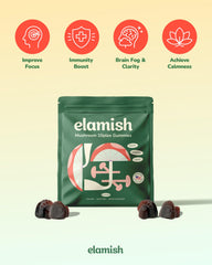 Elamish Mushroom Gummies calm bottle hints at natural relaxation