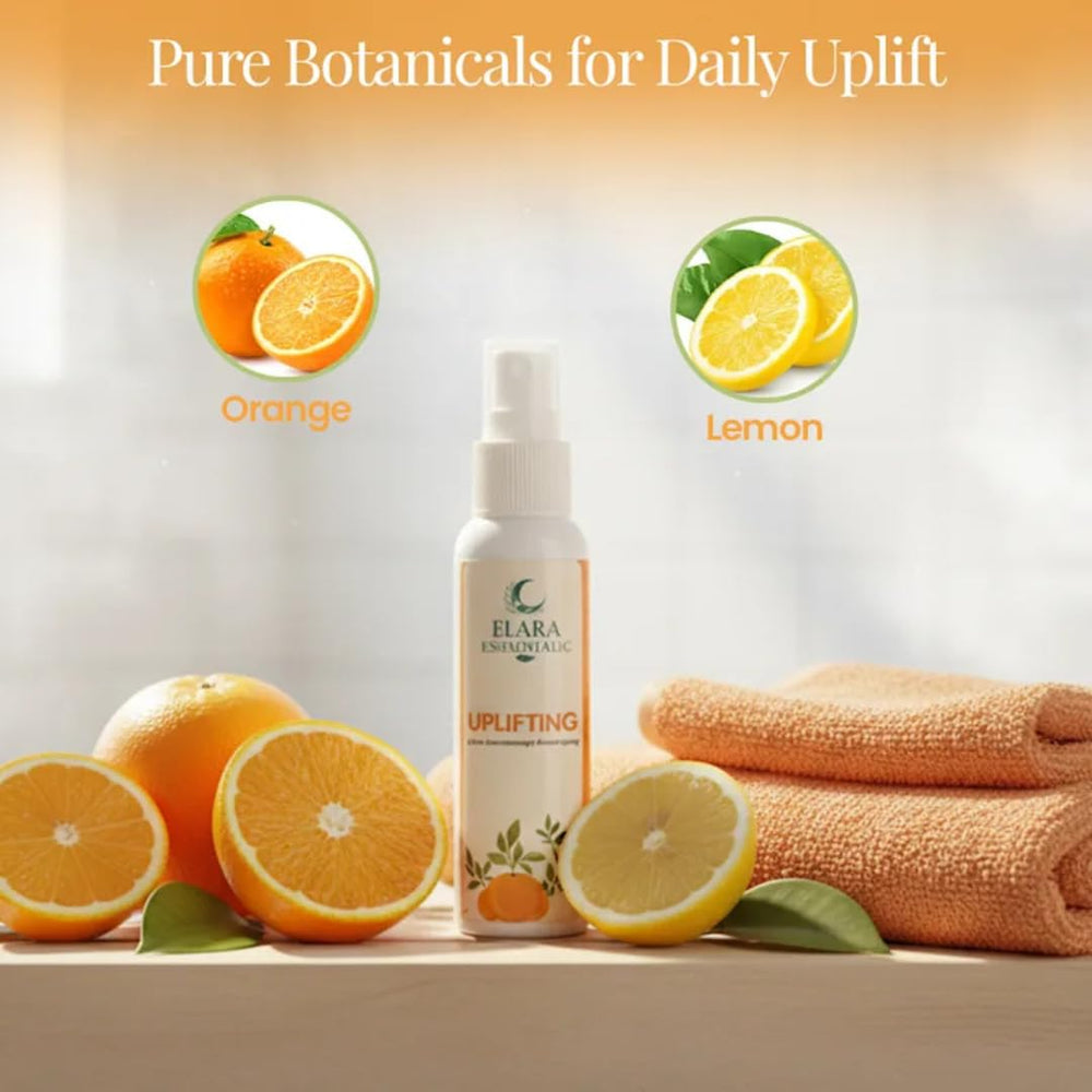 Elara Essentials Uplifting lifestyle shot showcases vibrant citrus ambiance