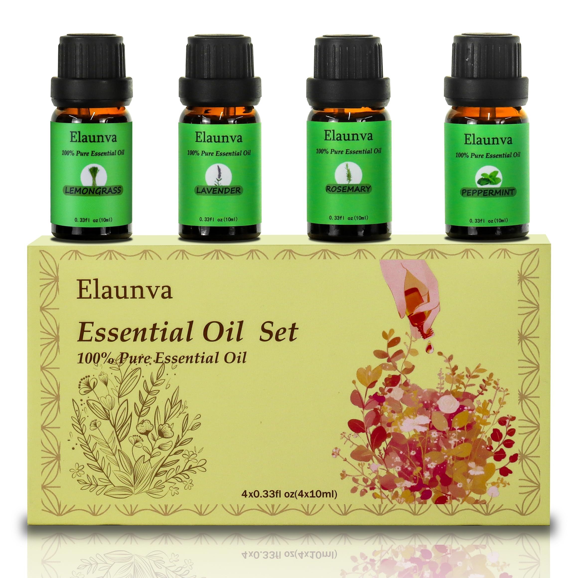 Elaunva Grass Set peppermint oil bottle for refreshing, uplifting diffused ambiance.