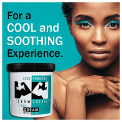 Close-up of Elbow Grease Cool Massage Cream texture showing non-greasy feel