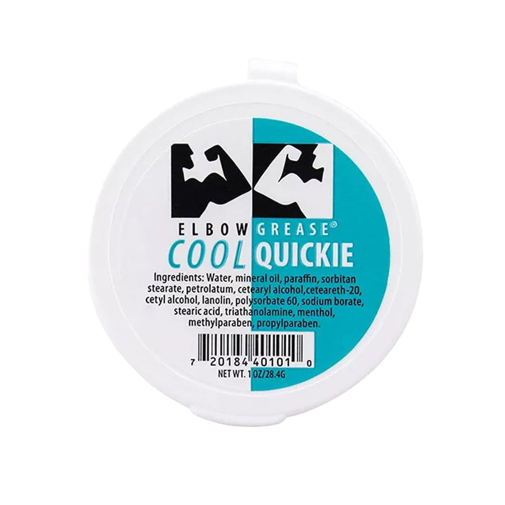 Elbow Grease Cool Quickie Massage Cream pack shot showing 1 oz tube