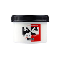 Elbow Grease Hot Cream bottle pour demonstrates warming therapy for relaxation