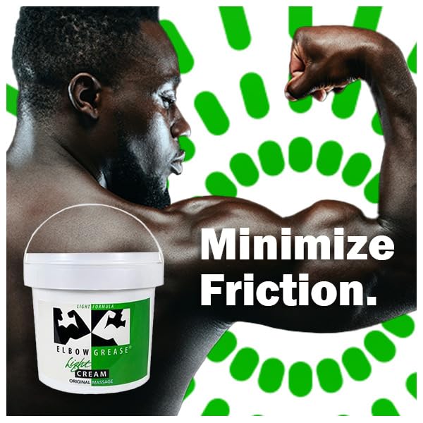 Elbow Grease Light Formula massage application demonstrates skin hydration and soft feel.