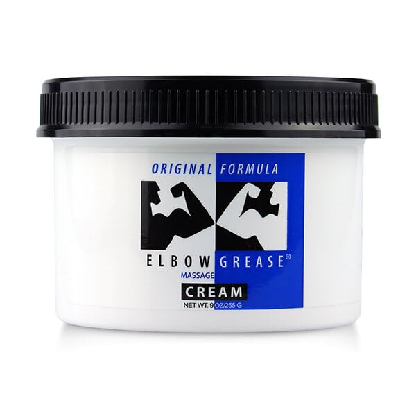 Elbow Grease Original Massage Cream bottle provides a silky, fragrance-free glide for calm massages