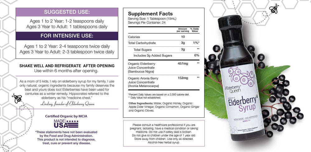 Elderberry Queen bottle-pour demonstrates easy daily use for families.