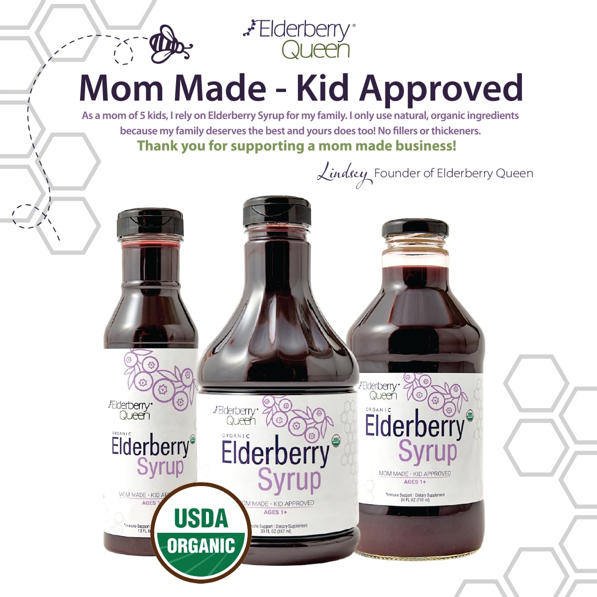 Elderberry Queen family-use scene promotes daily wellness ritual.