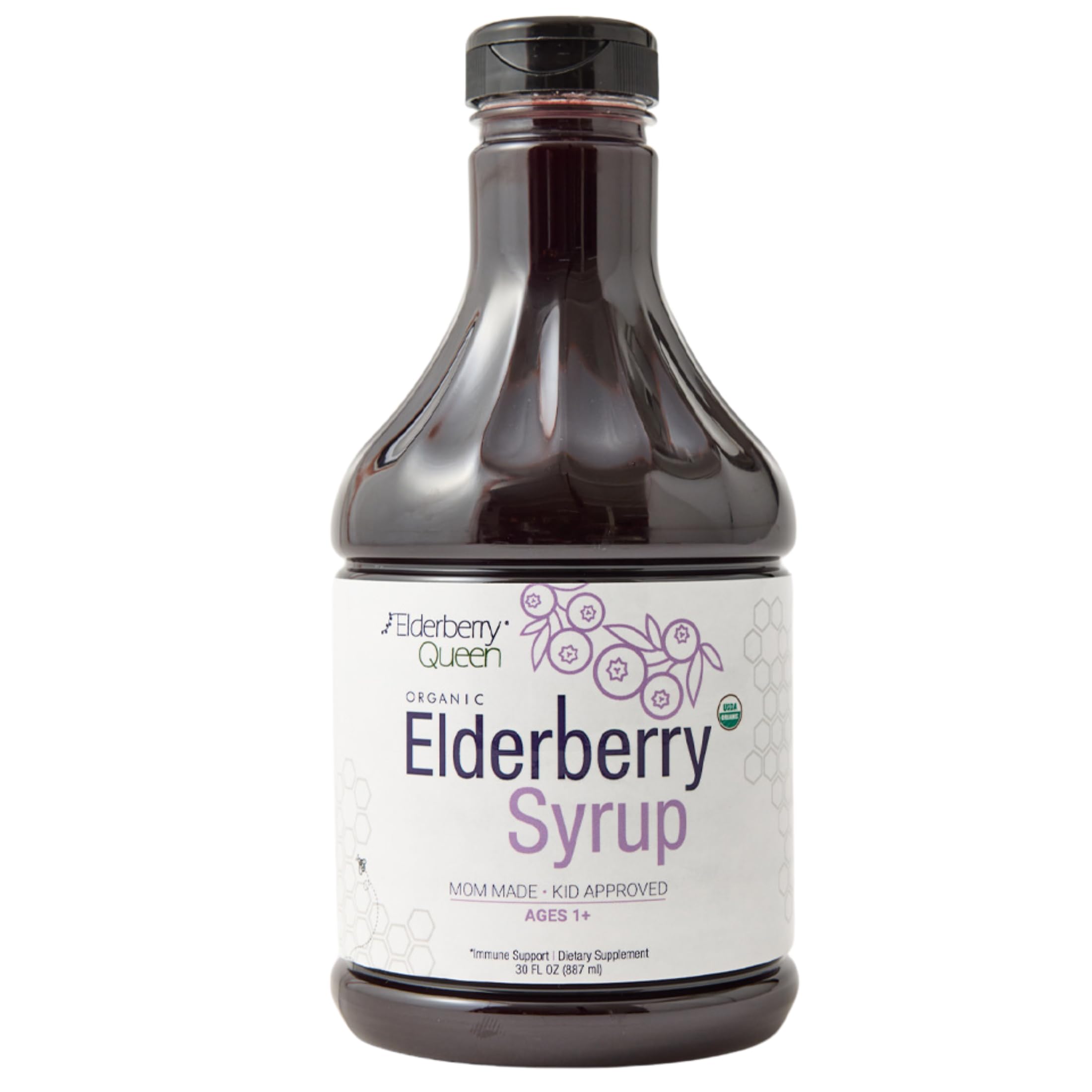 Elderberry Queen Organic Syrup bottle ready for daily immune support.
