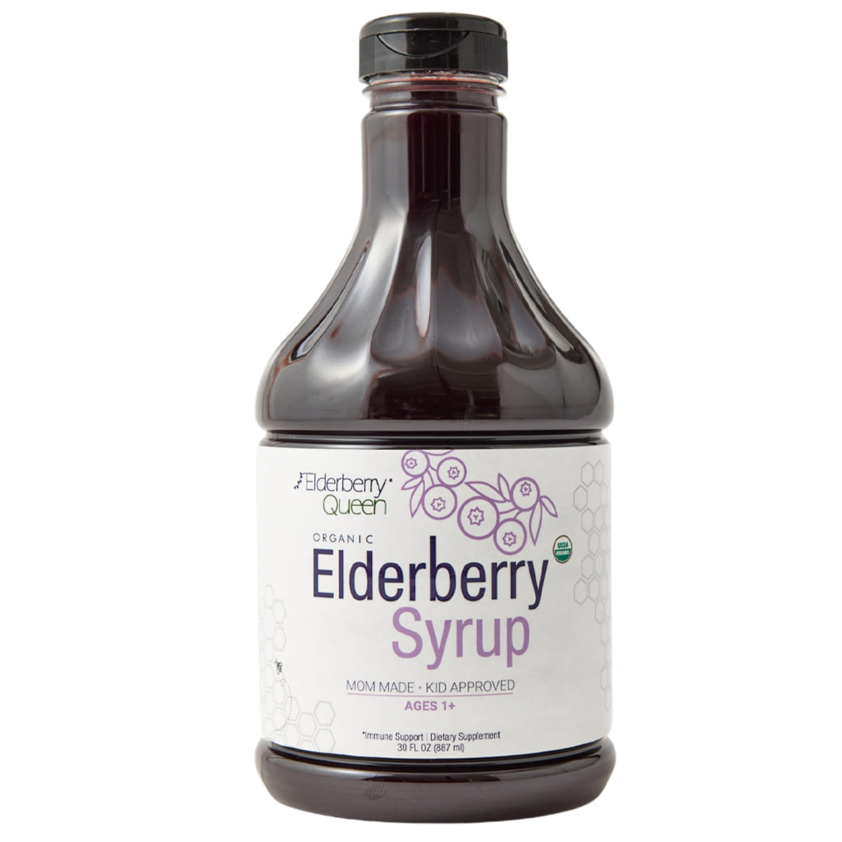 Elderberry Queen Organic Syrup bottle ready for daily immune support.