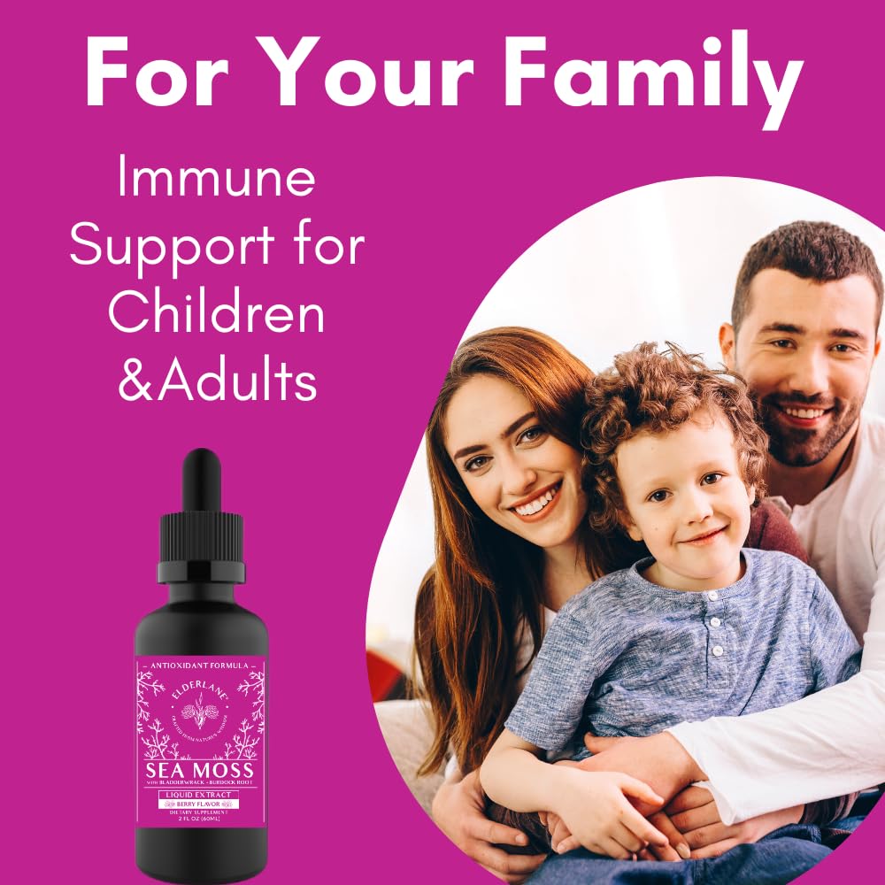 Elderlane Berry Flavored Sea Moss Drops texture hints at smooth blending.