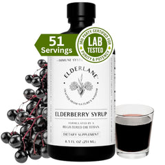 Elderlane Elderberry Syrup bottle for daily immune support with honey.