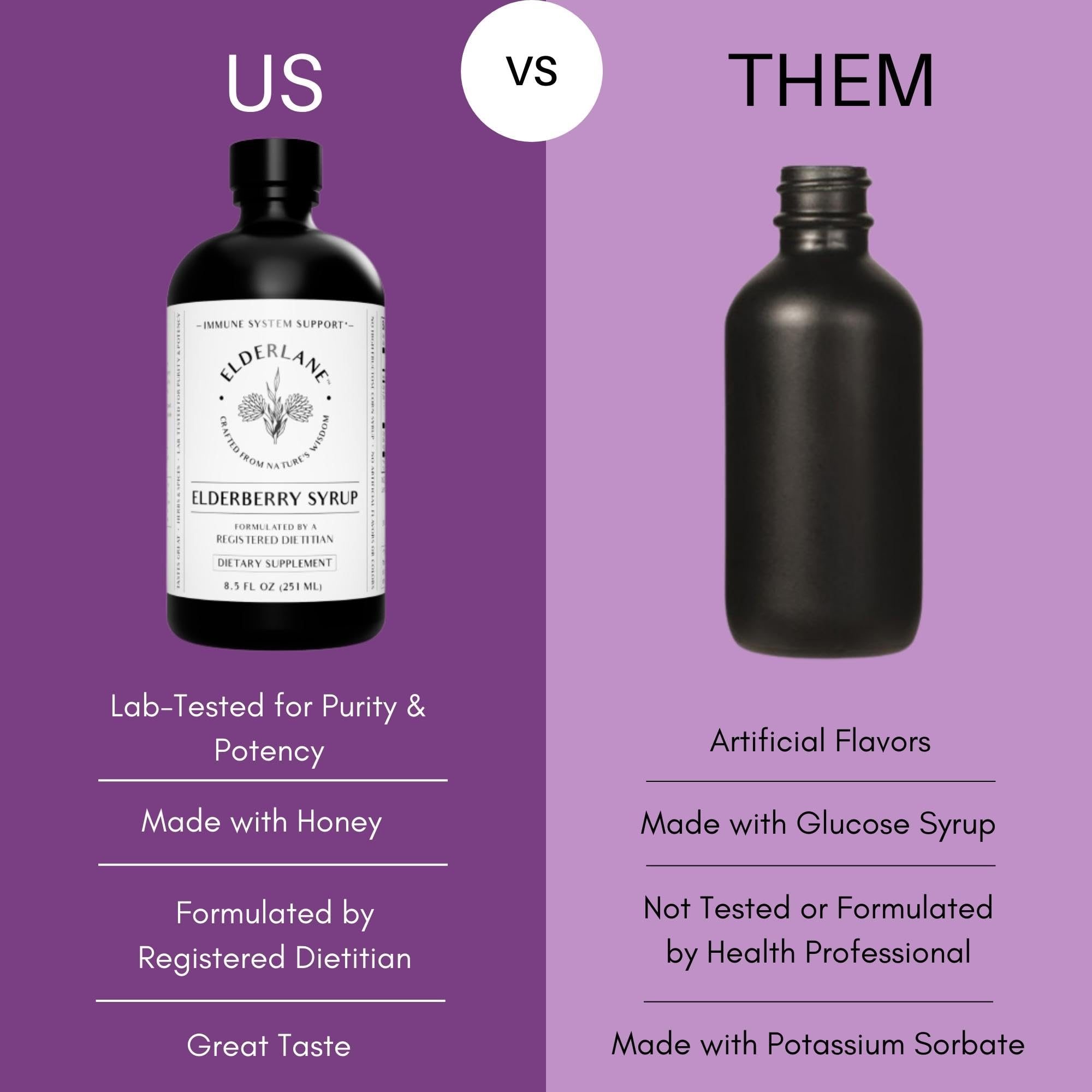 Elderlane label highlights gluten-free and natural ingredients.