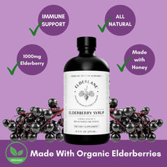 Spoon-dosed Elderlane syrup for easy adult serving.