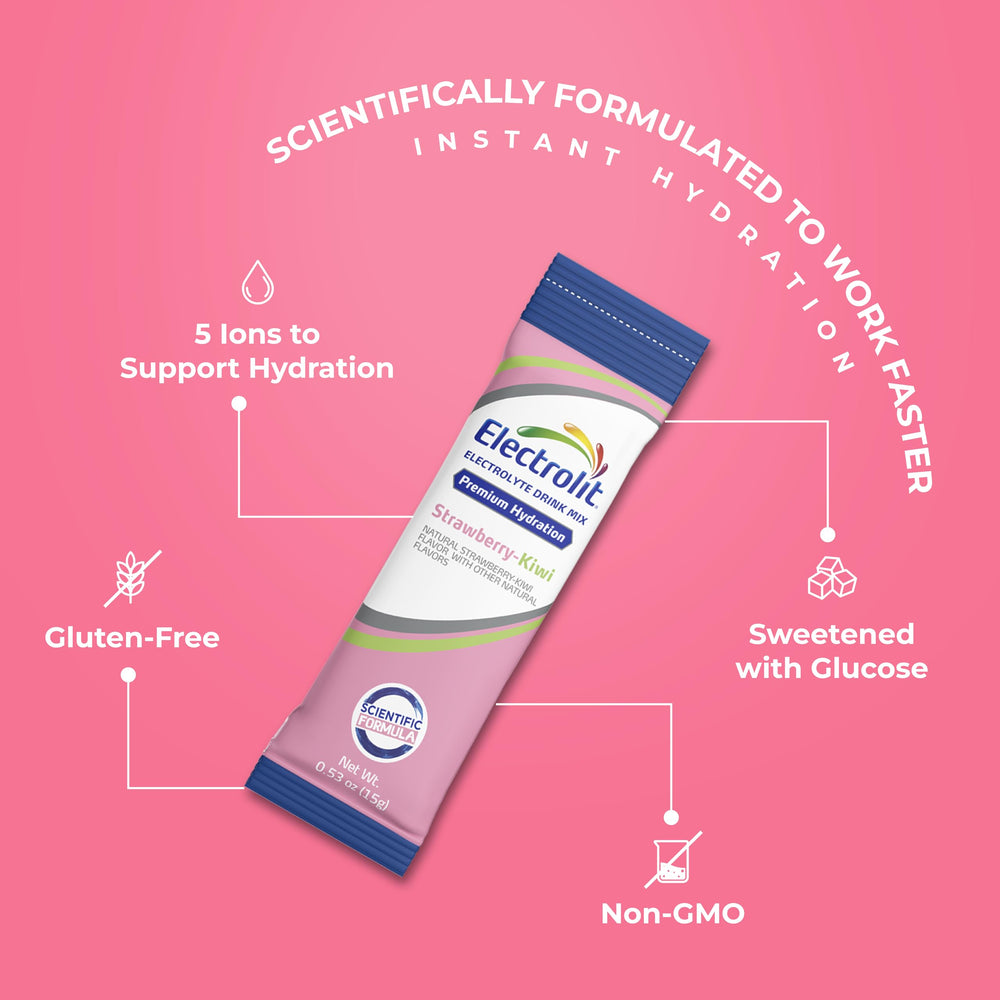 Electrolit fruit punch packets for daily hydration on the go.