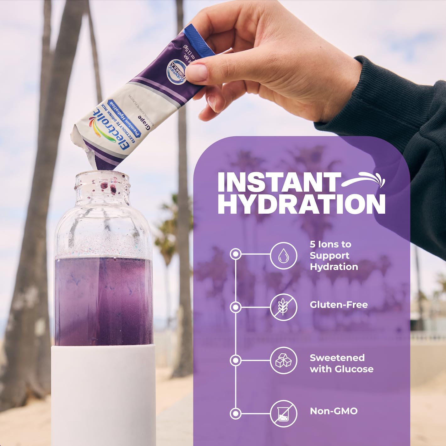 Electrolit Grapes flavorful hydration support during heat or activity.