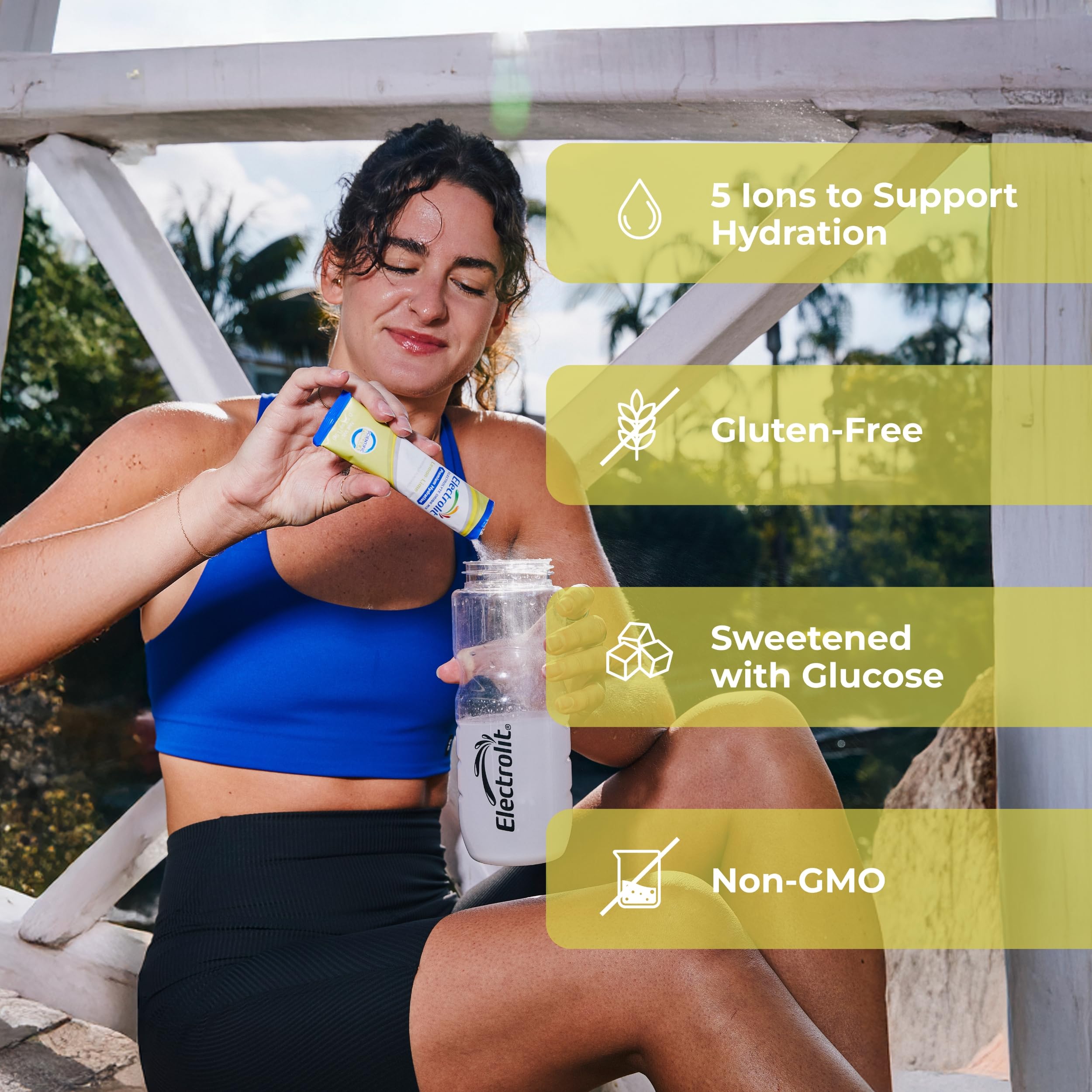 Electrolit on-the-go packet in gym bag use case