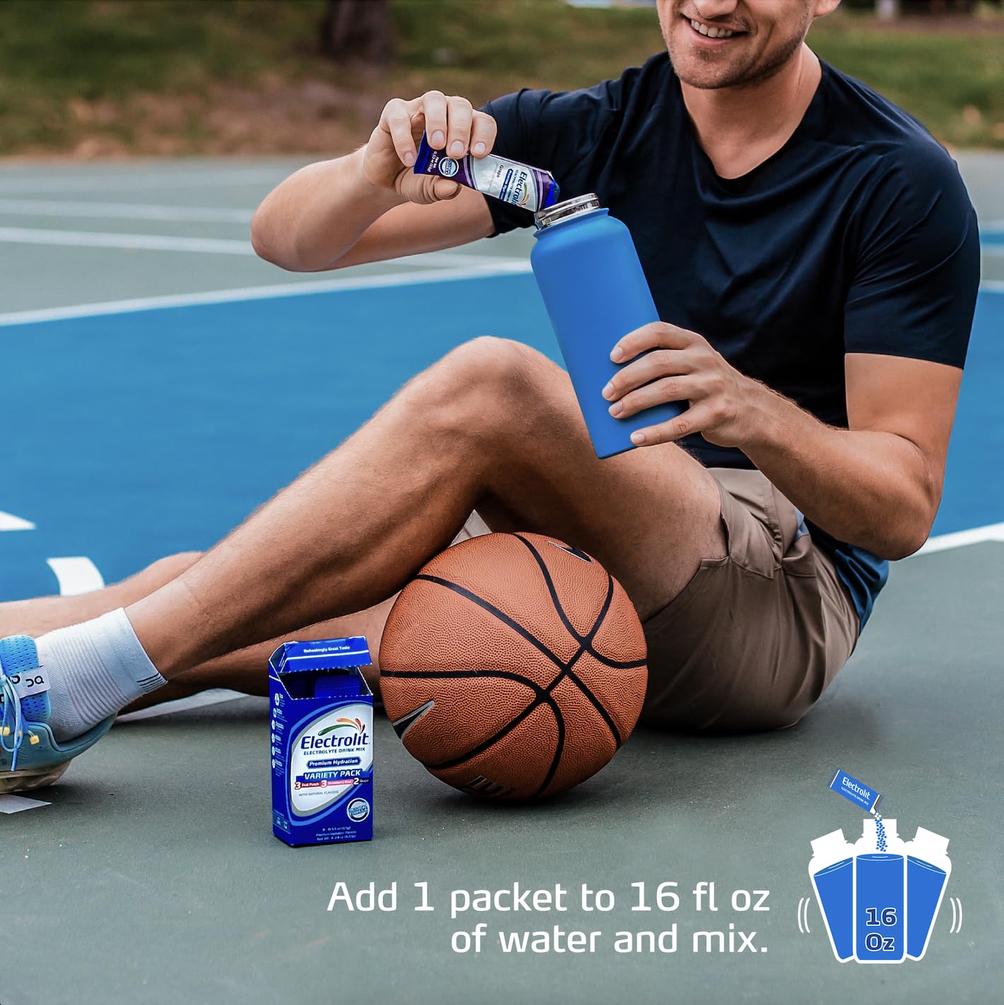 Electrolit portable powder packets fit in a gym bag for travel hydration