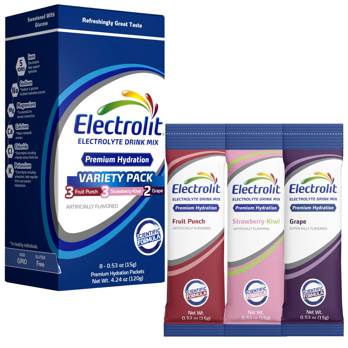 Electrolit variety-pack electrolyte powder packets for versatile on-the-go hydration