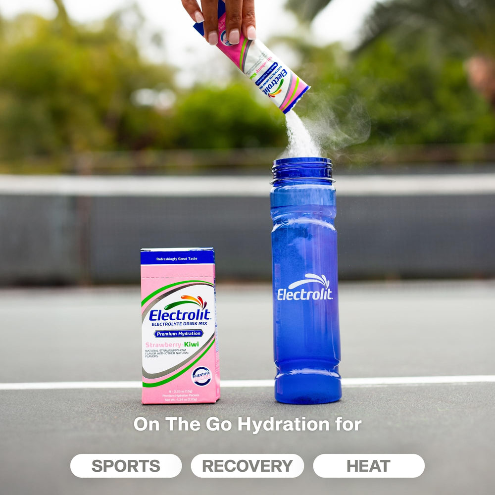 Electrolit variety-pack packets offering flavor options for hydration variety.