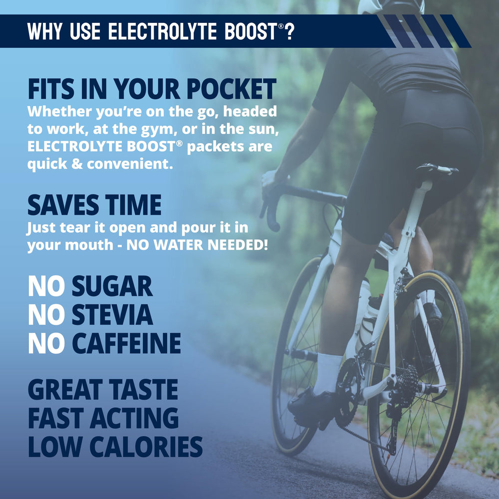 Electrolyte Boost portable packaging fits gym bags and pockets