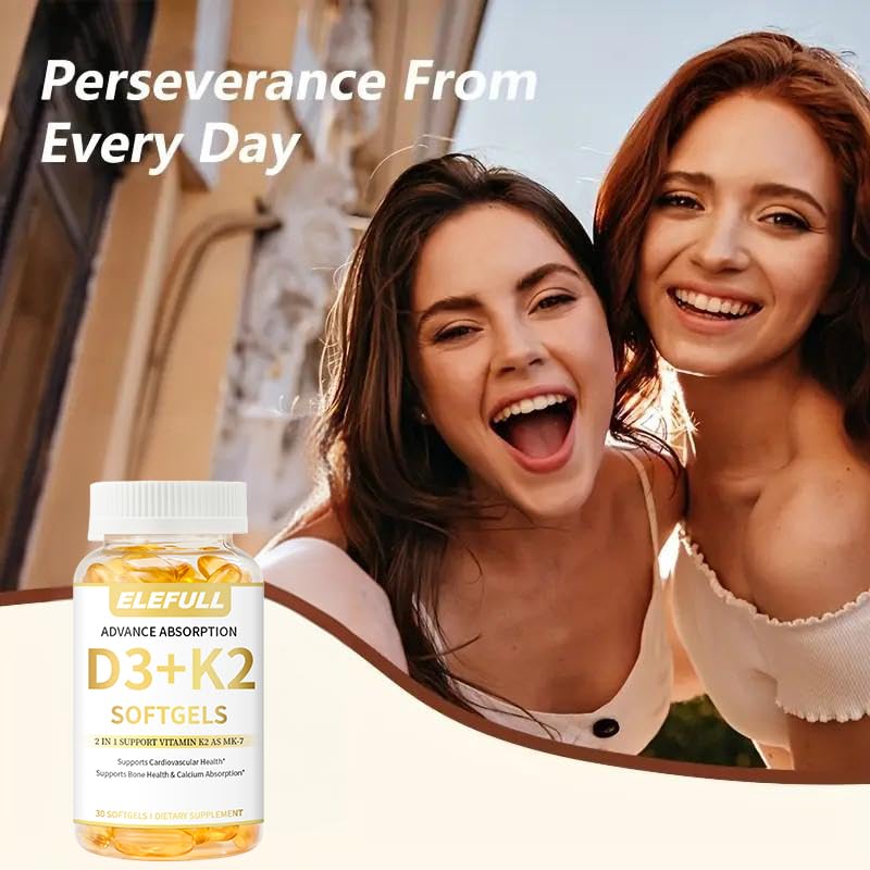 Elefull vegan D3-K2 softgel showing plant-based ingredients for daily use