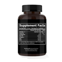 Omega-3 bottle on shelf in a black jar, a convenient family option.