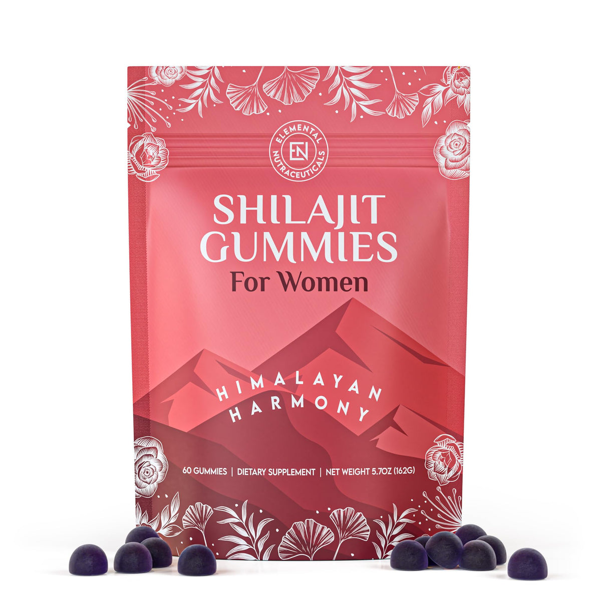 Elemental Shilajit Gummies for Women bottle showing easy energy support.
