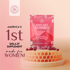 Close-up of Elemental Shilajit Gummies for Women with Manuka honey aroma.