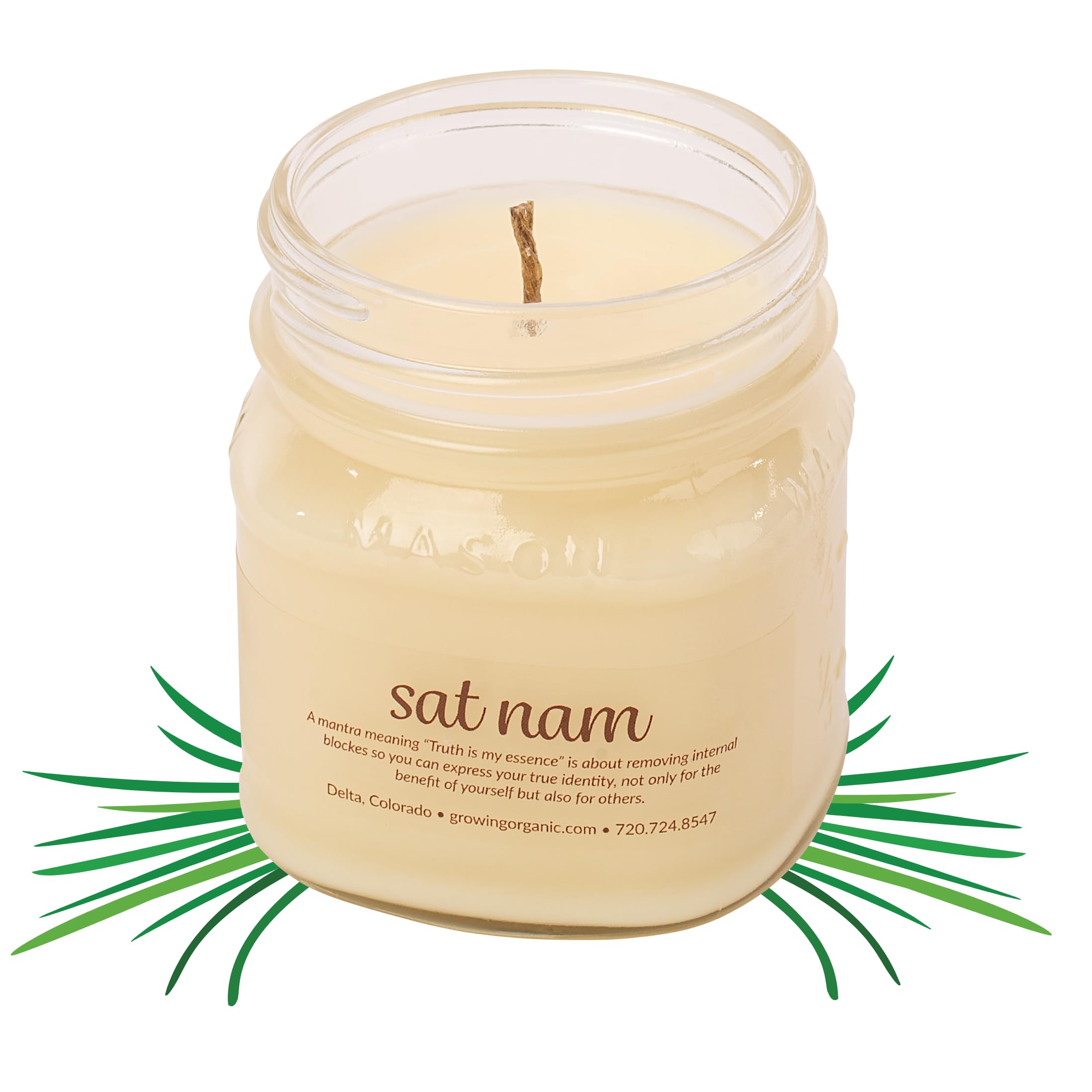 Elemental Wellness glass jar candle with soothing fragrance for meditation.