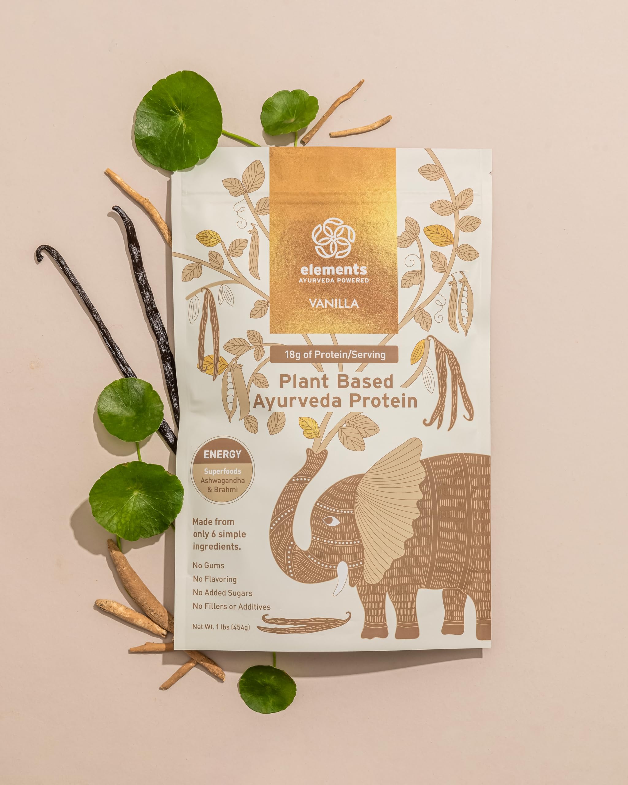Elements Truffles vanilla protein shake in glass for convenient on-the-go meals.