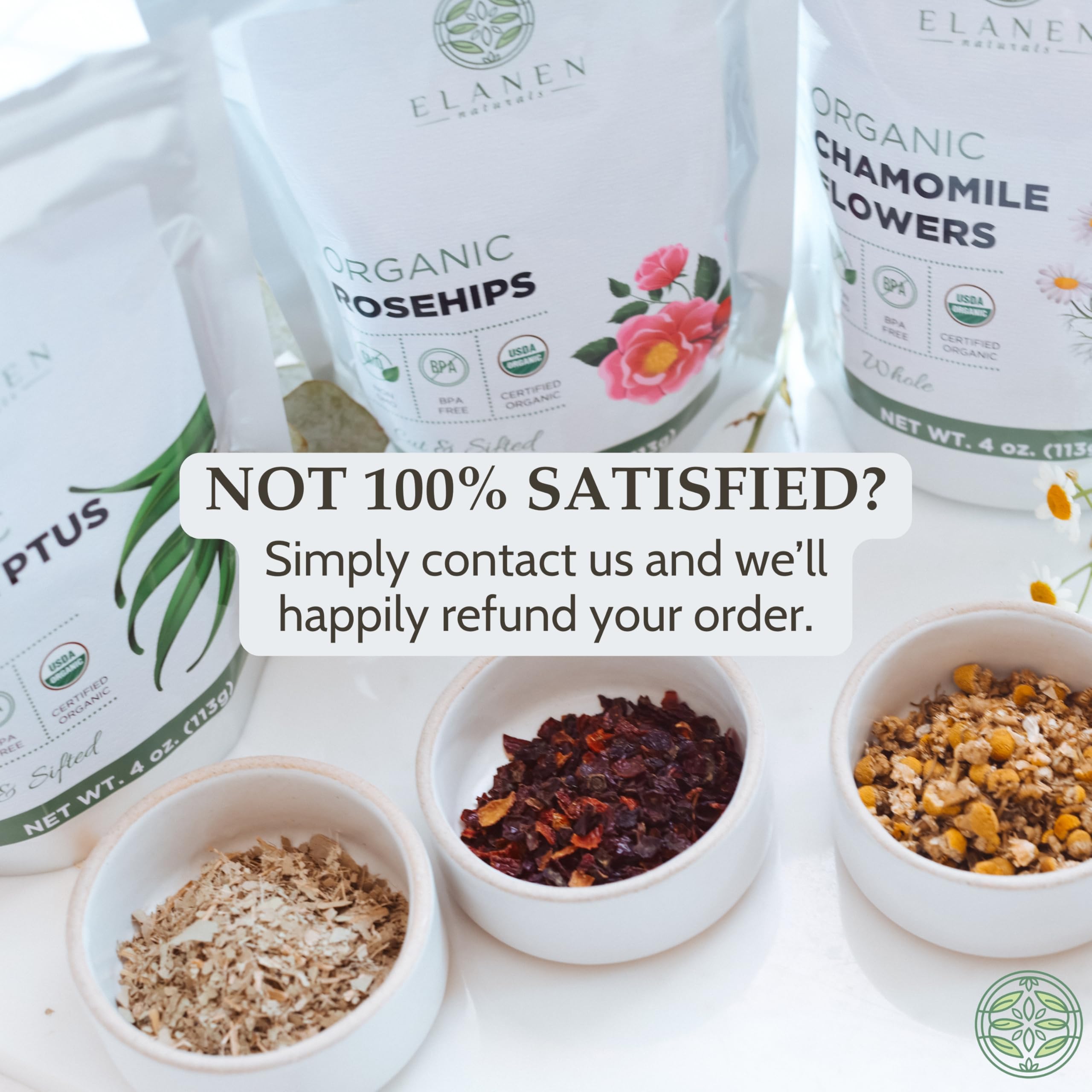 California GMP facility background behind Elanen Naturals teas.