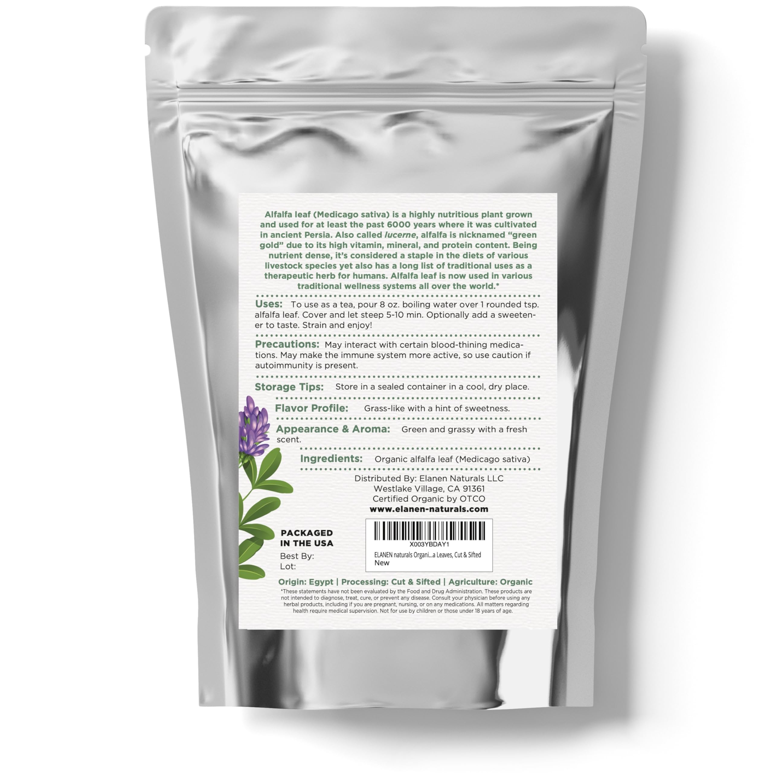 Cup ready for a calming moment with Elanen Naturals alfalfa tea.