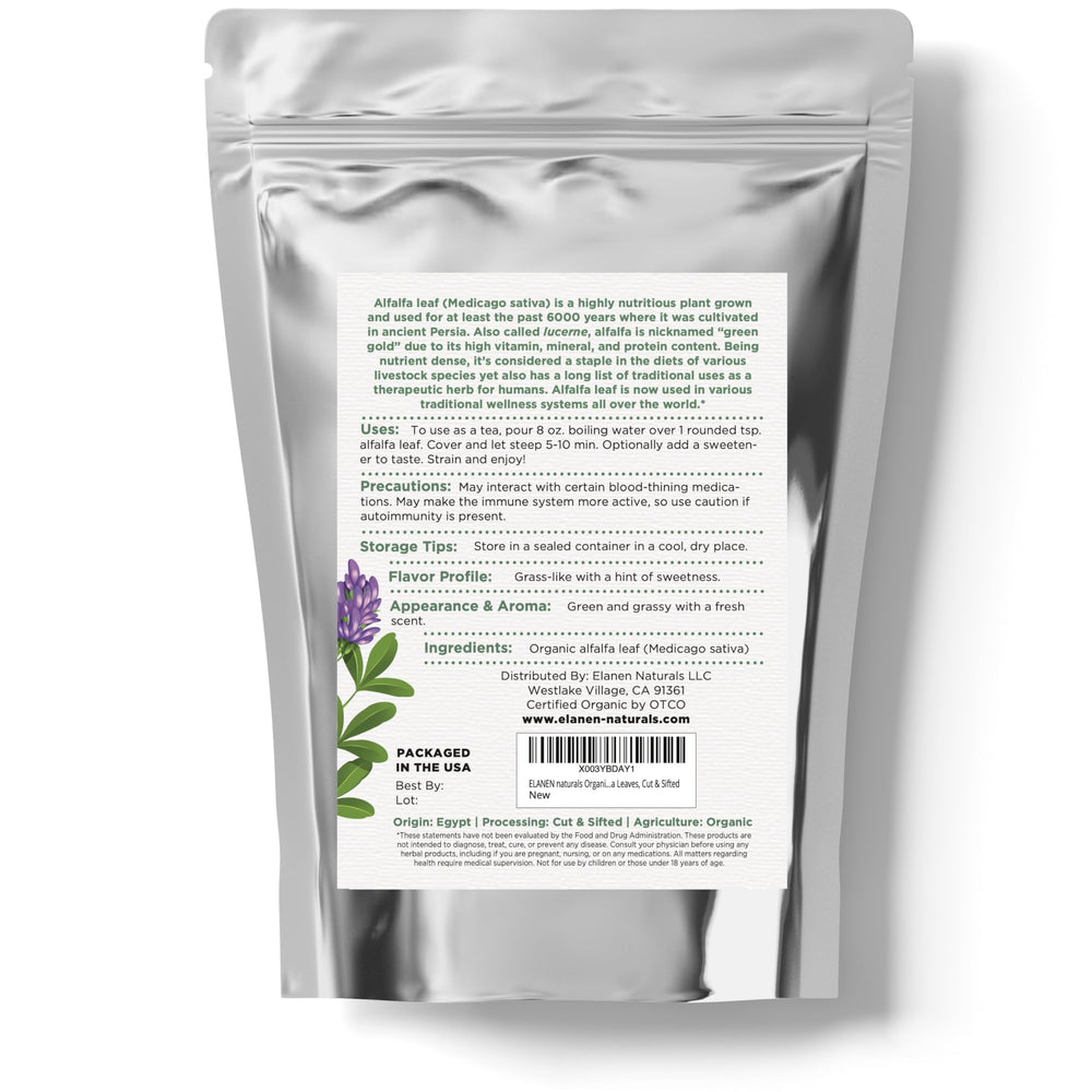 Cup ready for a calming moment with Elanen Naturals alfalfa tea.