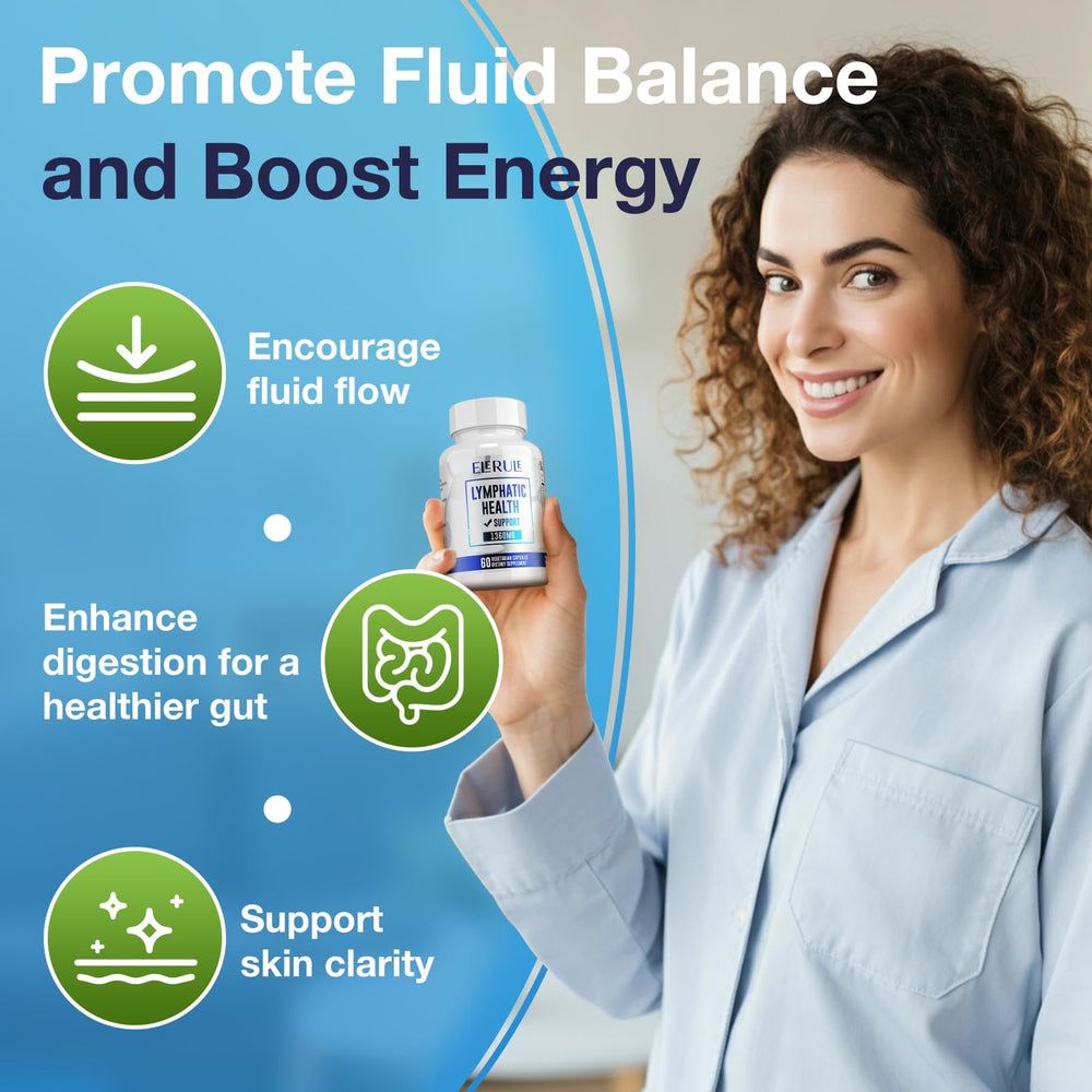 ELERULE Lymphatic Support vegan capsules, easy-to-swallow daily supplement.