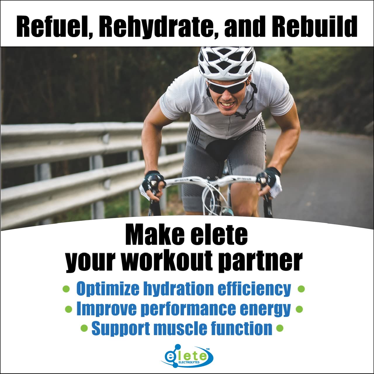 elete Electrolyte Add-In Pocket Bottle closeup: visible minerals and precise dropper detail.