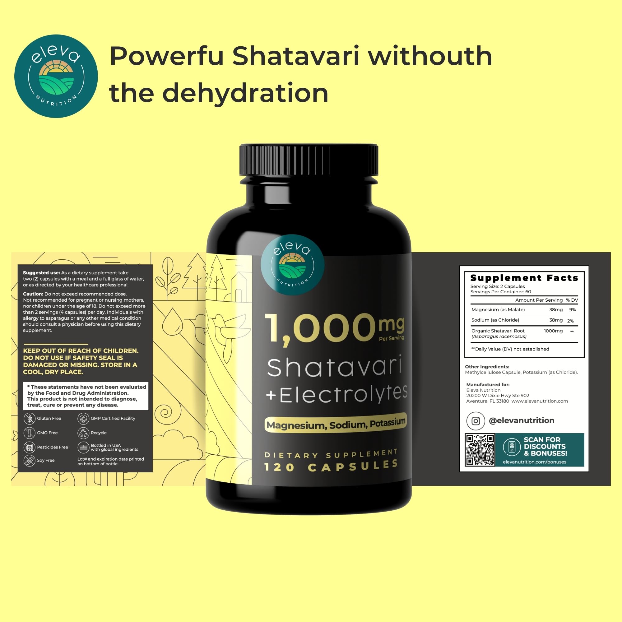 Shatavari root powder and capsules on a spoon illustrating organic goodness.