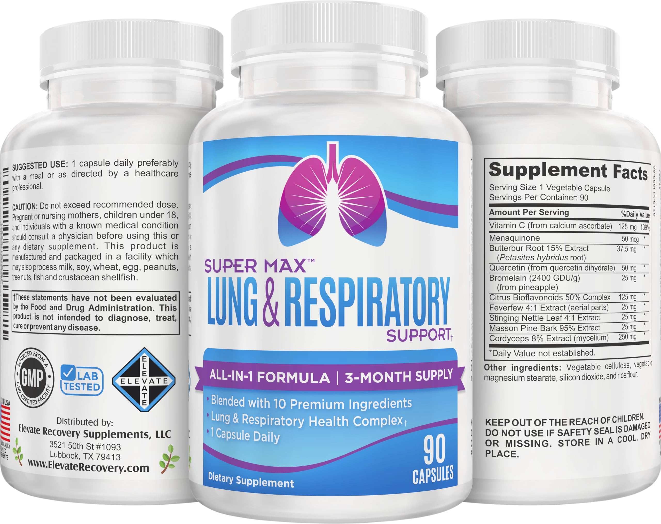 Elevate Recovery 90 capsules count signaling a complete monthly routine.