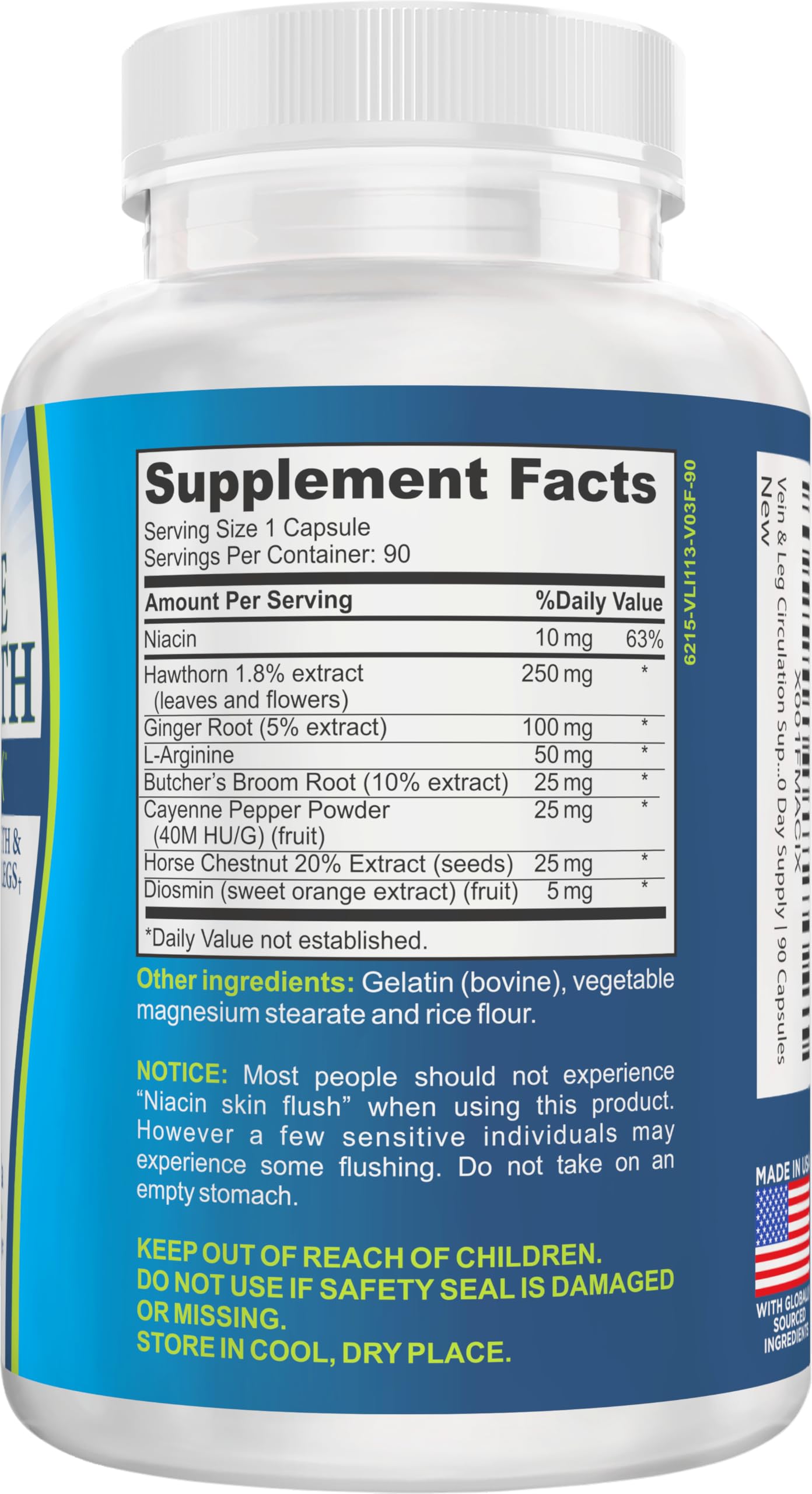 Elevate vein health capsules close-up showing compact capsules.