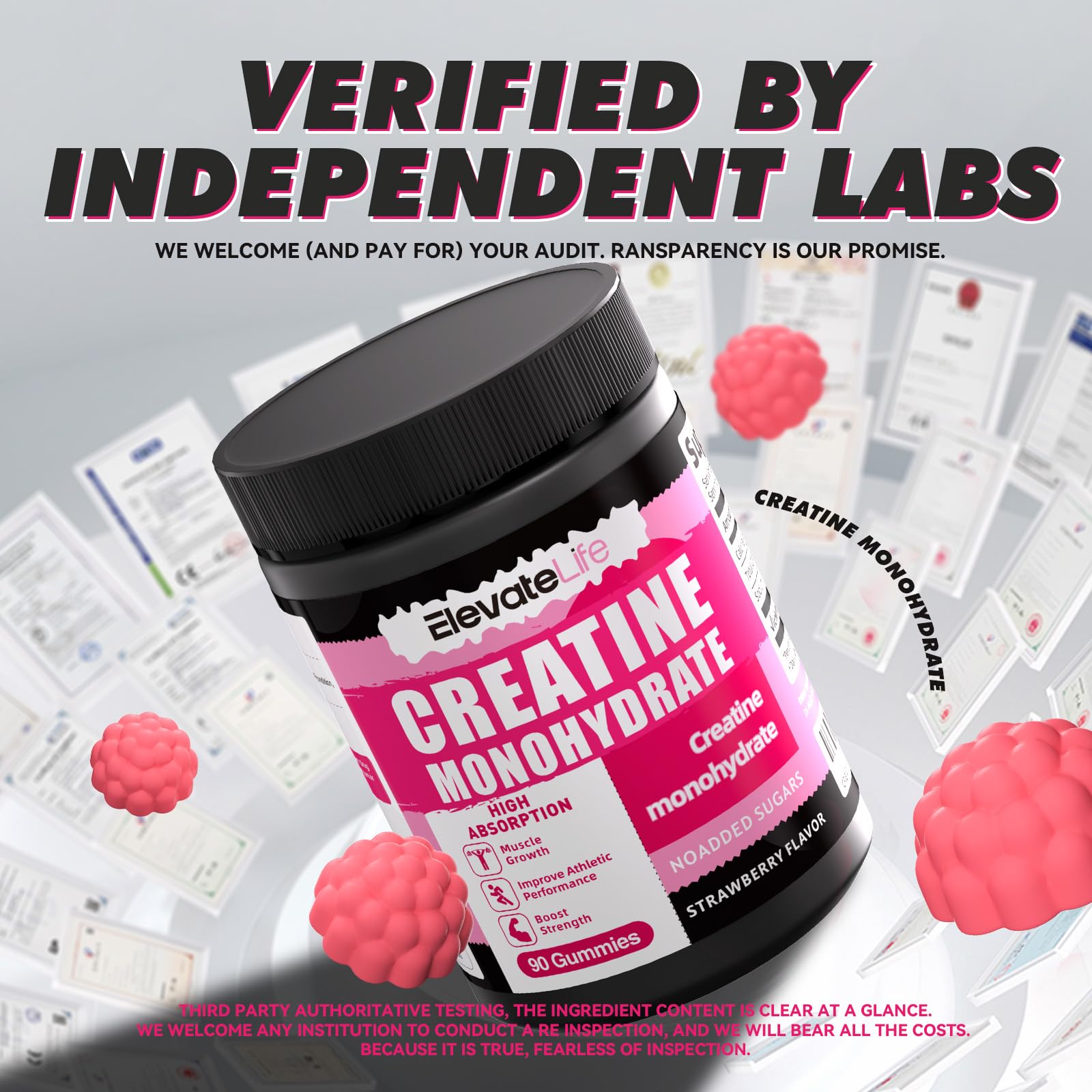 ElevateLife Creatine Gummies serving size visual for easy daily dosing.