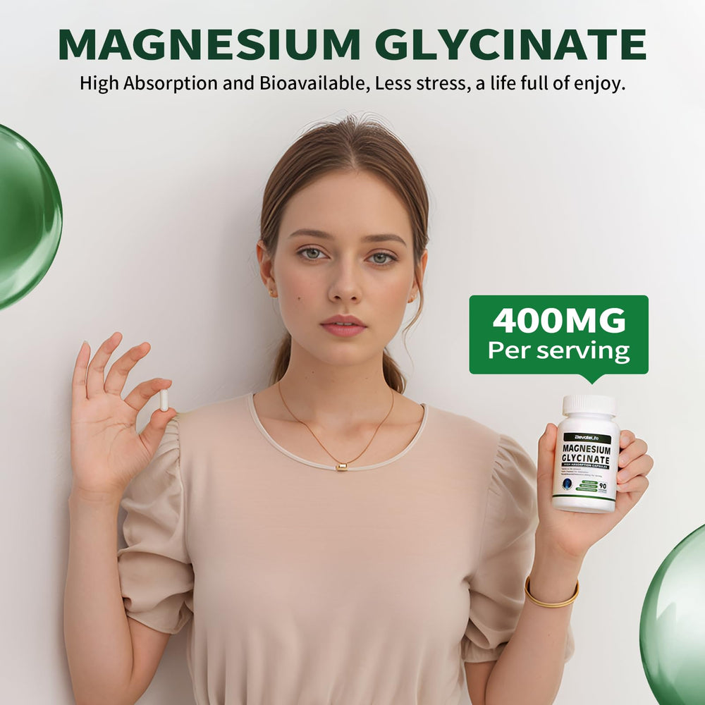 ElevateLife Magnesium Glycinate vegetarian capsules for convenient magnesium support