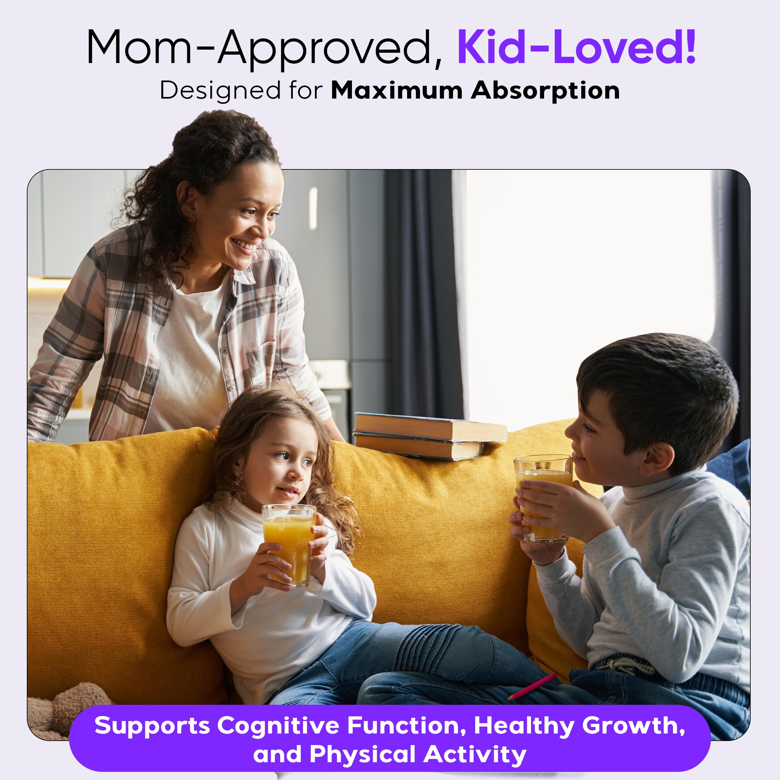 Child-friendly packaging supports a quick daily routine.