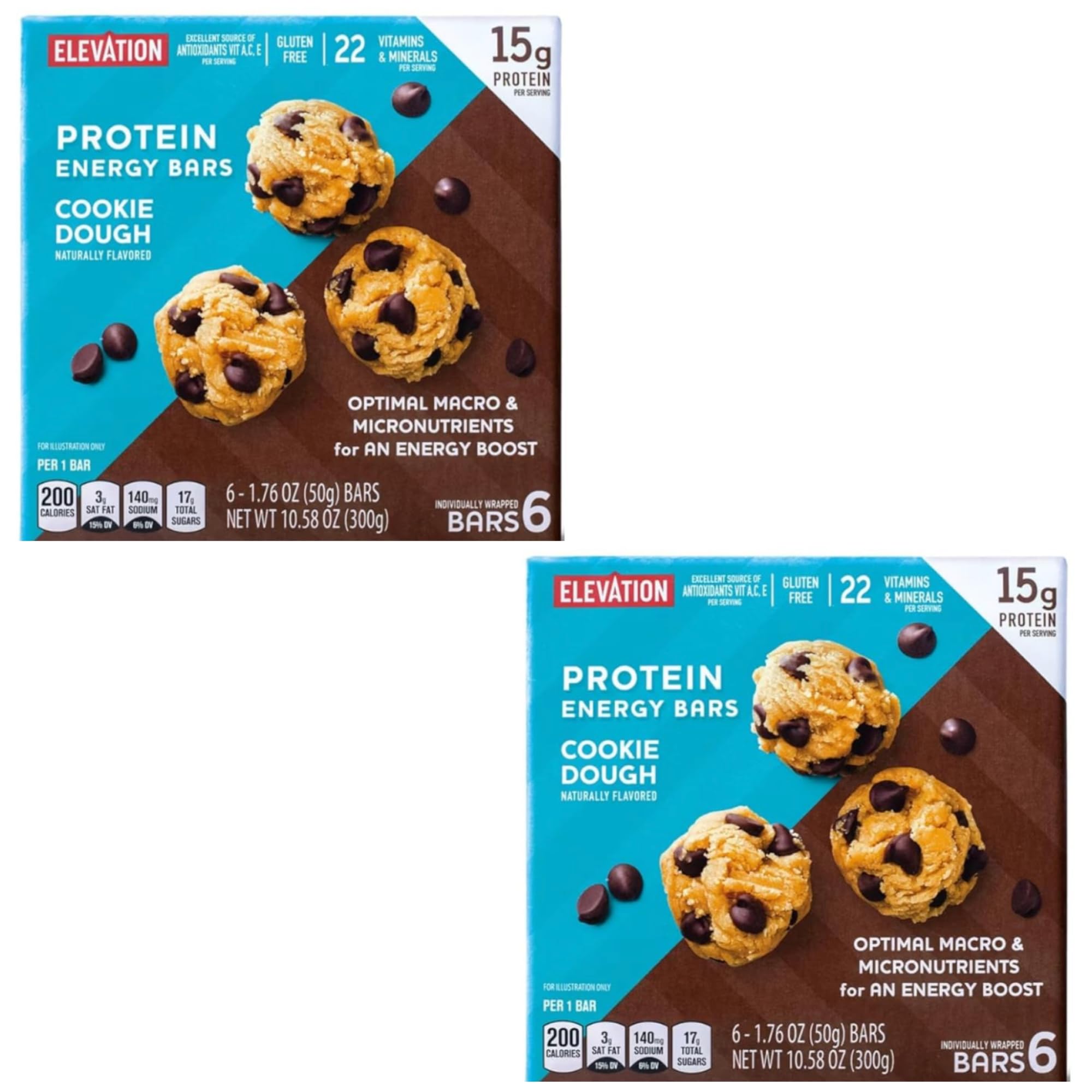 Elevation by Millville cookie dough bar cross-section revealing creamy center for a satisfying snack.